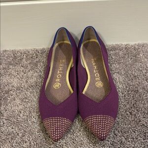 Rothy's The Point- Mulberry Purple Flats with Sparkly Cap Toe